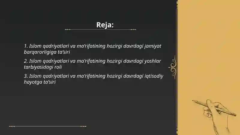 Islom qadriyatlari va maʼrifatining hozirgi davrdagi ahamiyati 2