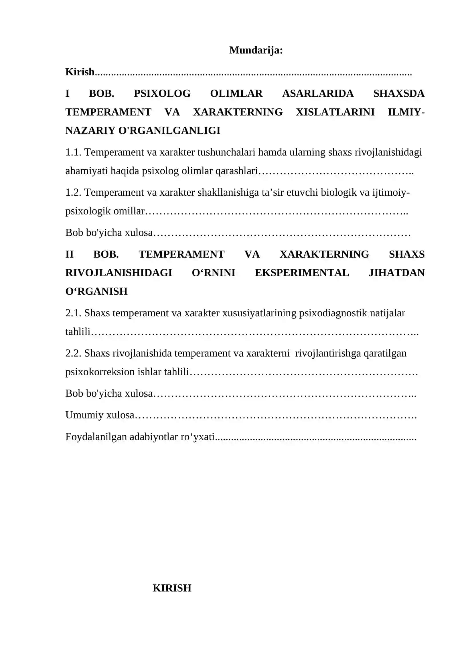 Temperament va xarakterning shaxs rivojlanishidagi o‘rni 2
