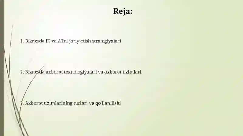 Biznesda axborot texnologiyalari va axborot tizimlari 2