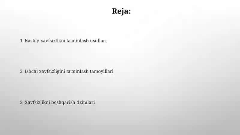 Faoliyat xavfsizligini taminlash tamoyillari va uslublari 2