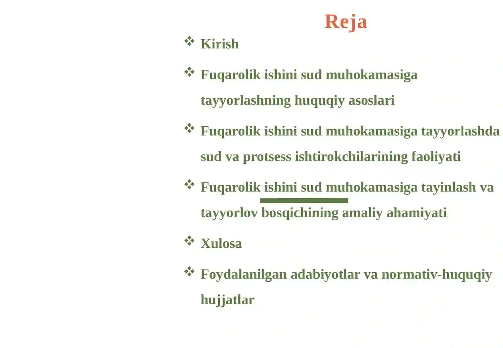 Fuqarolik ishini sudda ko‘rishga tayyorlash 2
