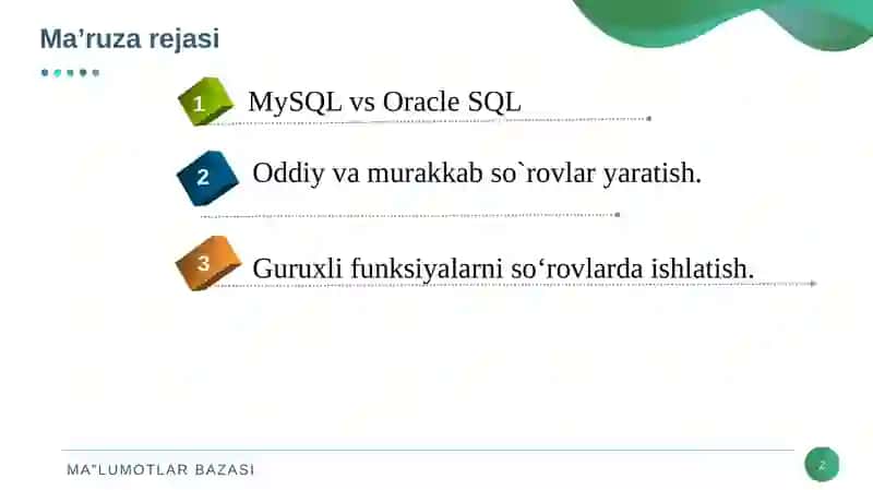 MySQL vs Oracle SQL 2