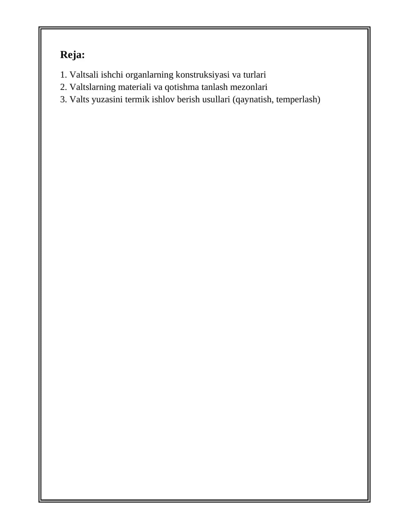 ISHCHI ORGANI VALTSALI QURULMALARNING. ICHOVLARGA ISHLOV BERISH QURULMALARI 2