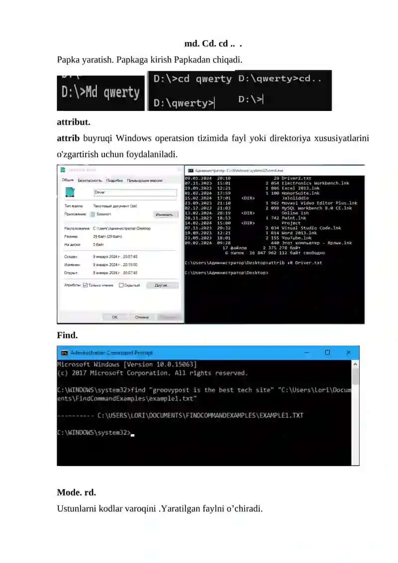 Windows cmd da buyruqlar 2