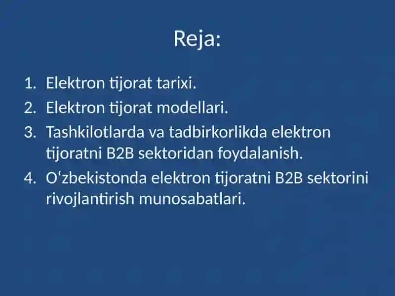 ELEKTRON TIJORAT TARIXI VA UNING MODELLARI 2