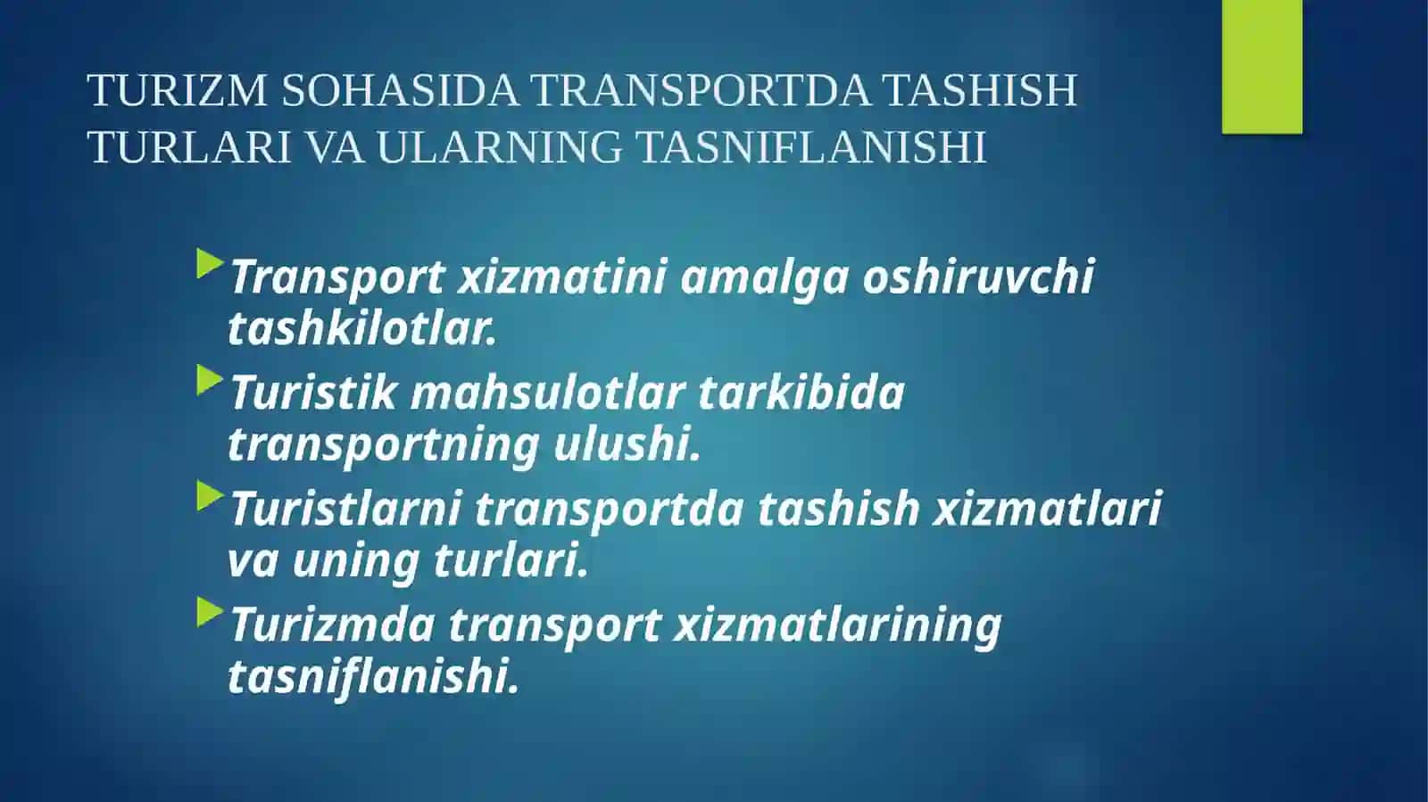 Transportning tashish turari va ularning tasniflanishi 2