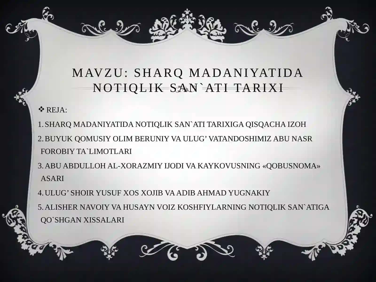 SHARQ MADANIYATIDA NOTIQLIK SAN`ATI TARIXI 2