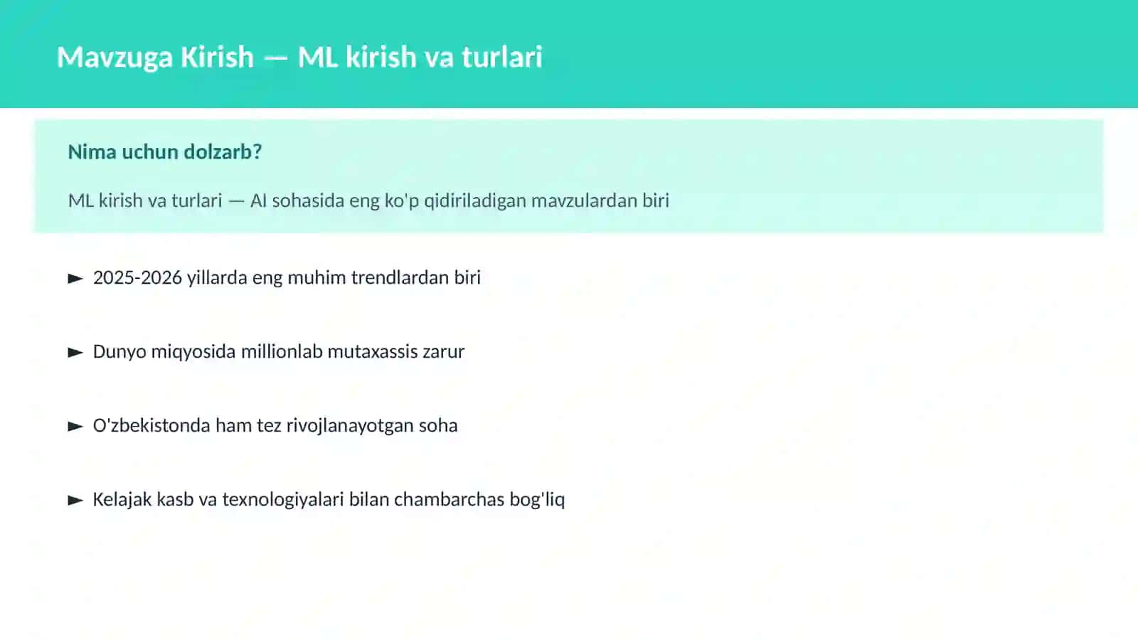 AI | MACHINE LEARNING ASOSLARI 2