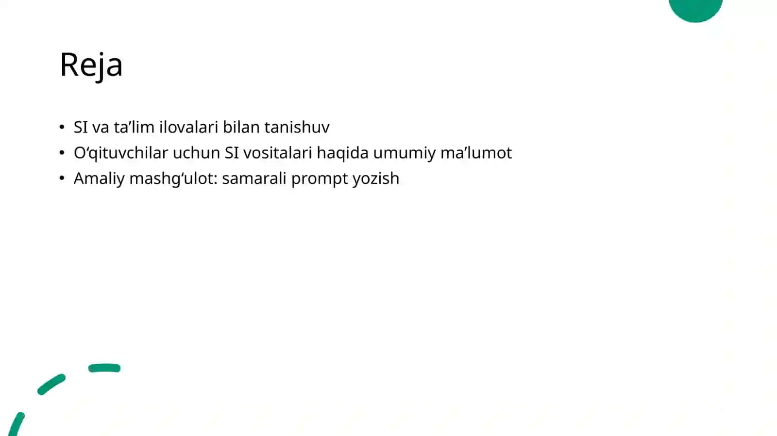 O‘QITUVCHILAR UCHUN SUN’IY INTELLEKT (SI) SAVODXONLIGI 2