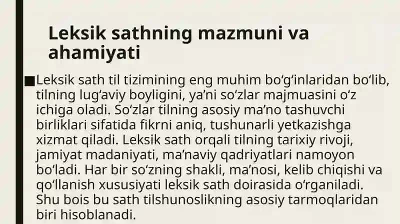 Leksik va Semantik sath 2
