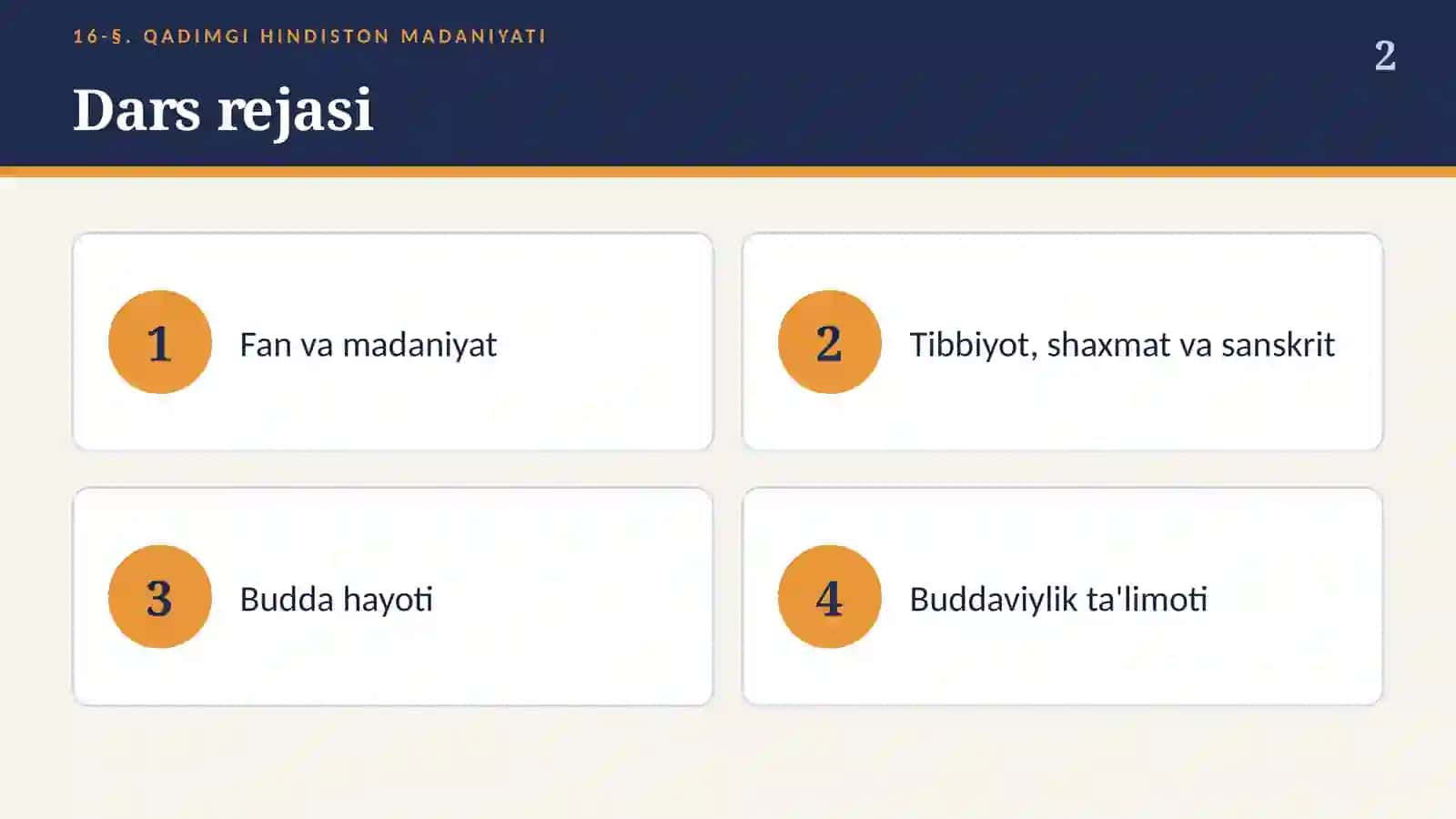 Qadimgi Hindiston madaniyati: shaxmat, sanskrit, Budda va buddaviylik (16-§, 6-sinf, 18 slayd) 2