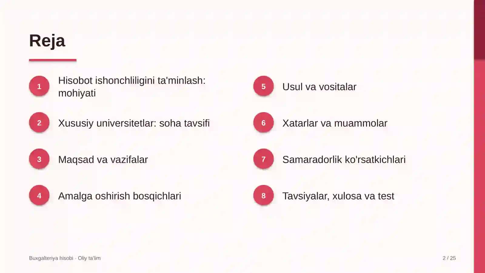 xususiy universitetlarda hisobot ishonchliligini ta'minlash 1913 2
