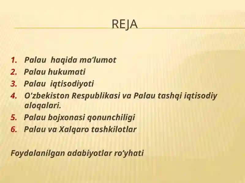 PALAURESPUBLIKASINING BOJXONA SIYOSATI TAHLILI 2