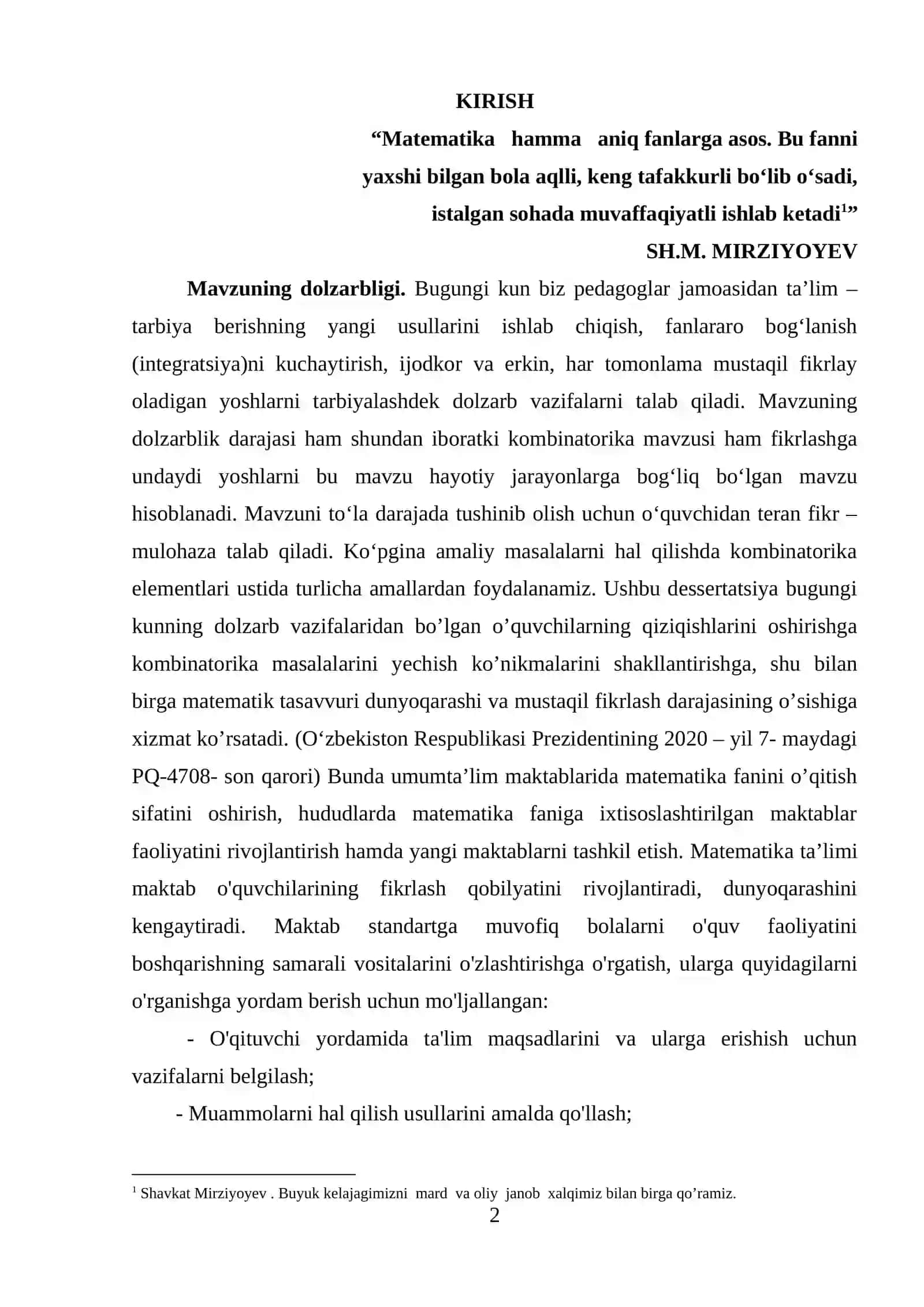KOMBINATORIKA  ELEMENTLARINI  O‘QITISH  METODIKASI 2