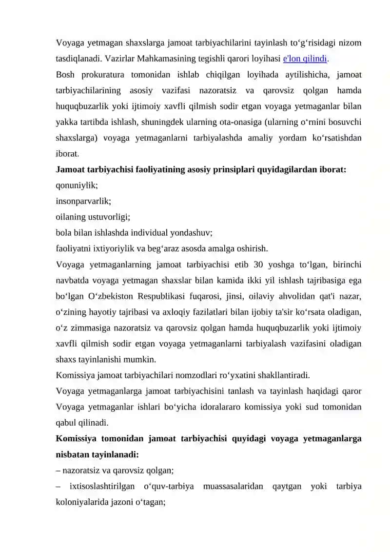 Jamoat tarbiyachilarini tayinlash 2