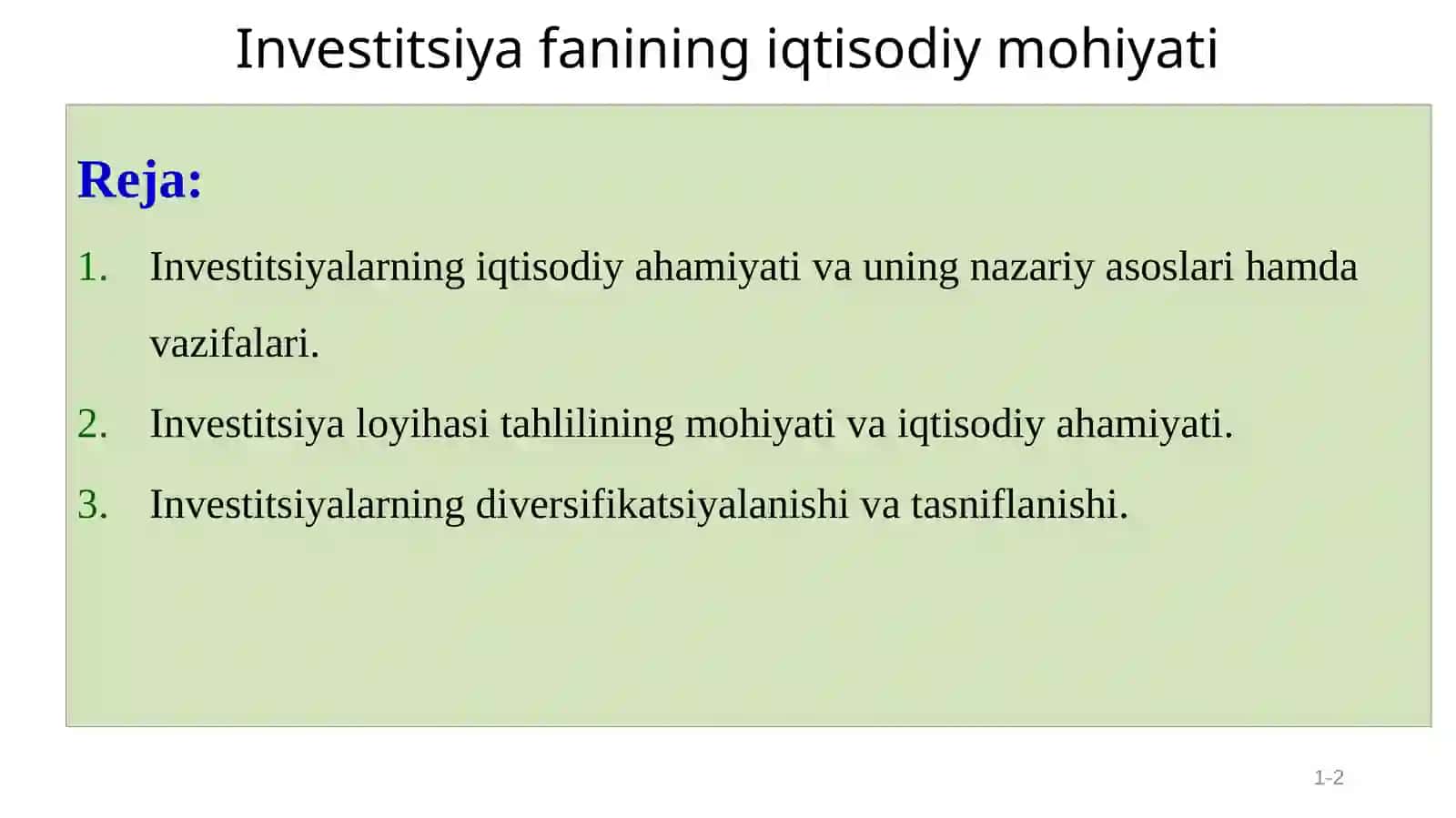 Investitsiya fanining iqtisodiy mohiyati 2