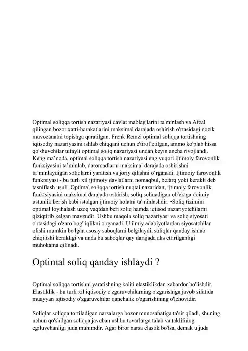 Optimal soliqqa tortish nazariyasi 2