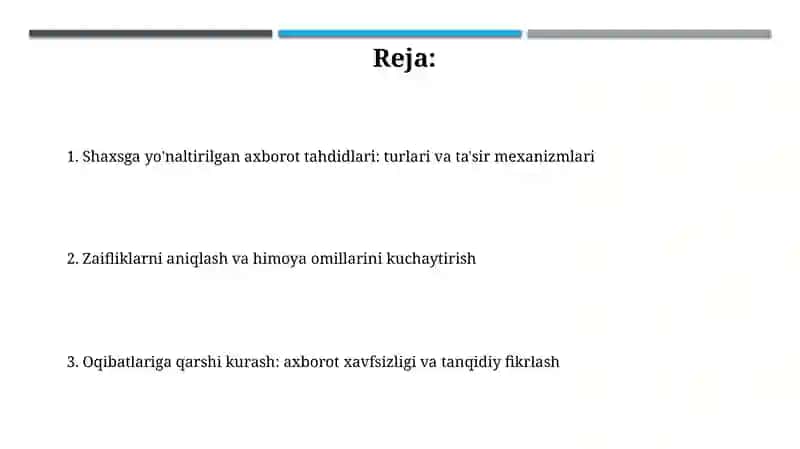Shaxsga yo'naltirilgan axborot tahdidlari 2
