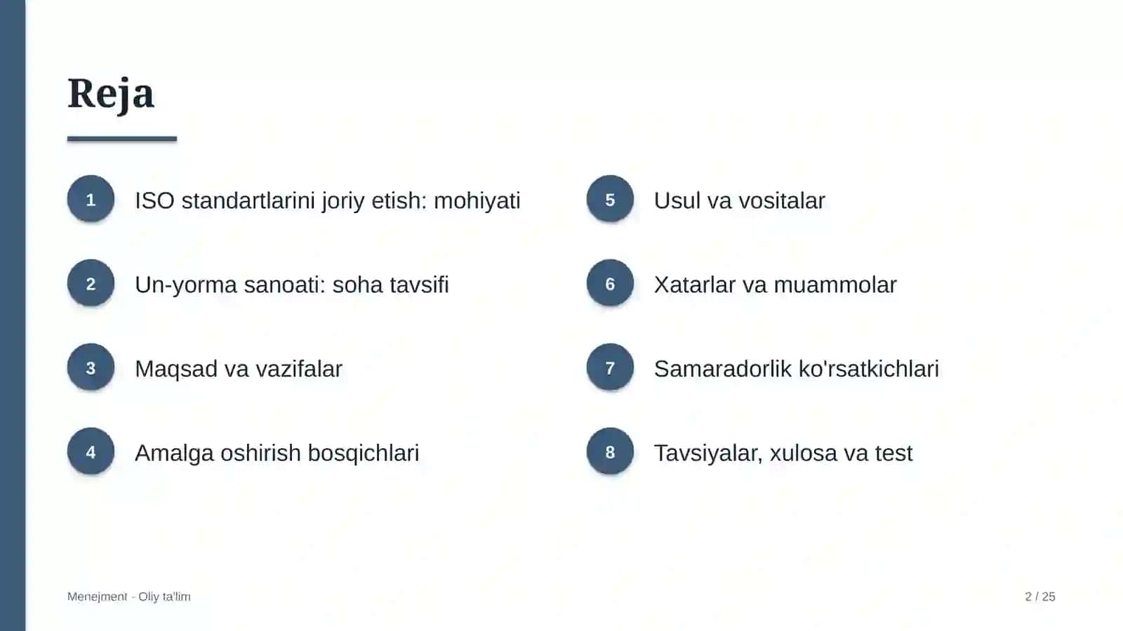 un yorma sanoatida iso standartlarini joriy etish 2167 2