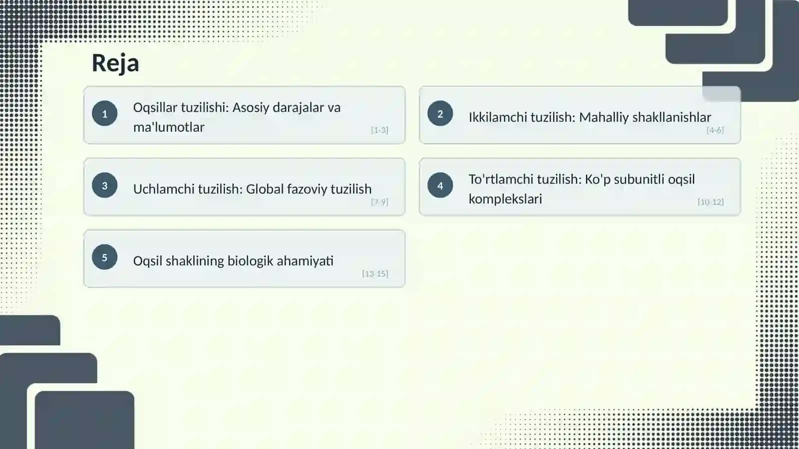 Oqsillar: Birlamchi va Fazoviy Tuzilishlar 2