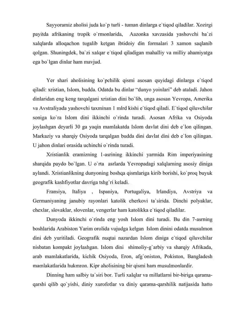 Dunyo aholisining diniy tarkibi 2