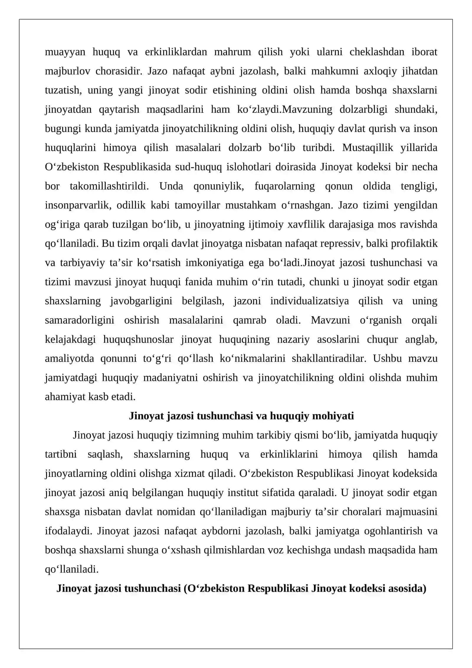 Jinoyat jazosi tushunchasi va tizimi 2