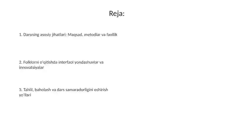 O'g'zaki ijodga oid asarlar ustida ishlash darslari 2