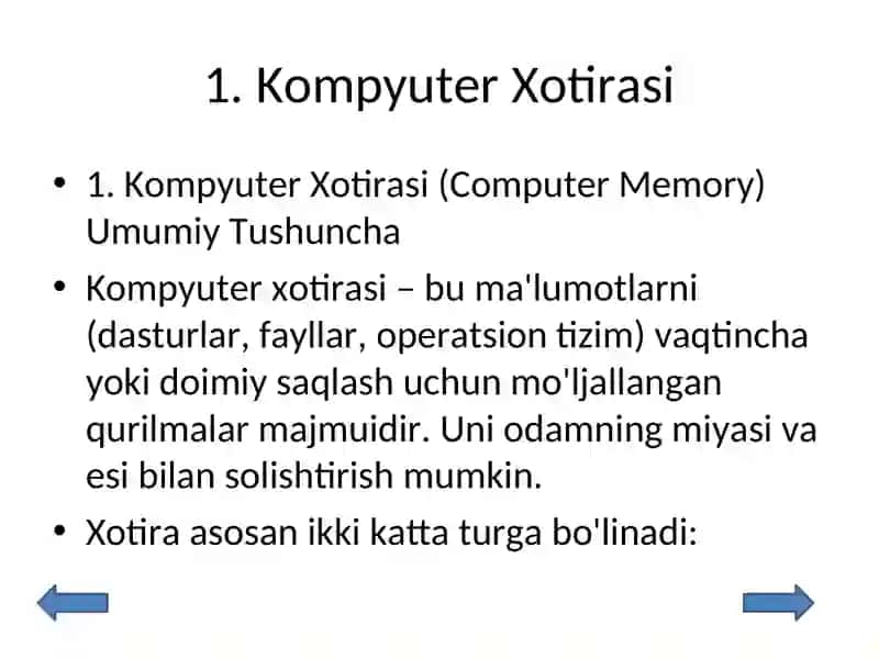 Kompyuter Xotirasi (Computer Memory) 2