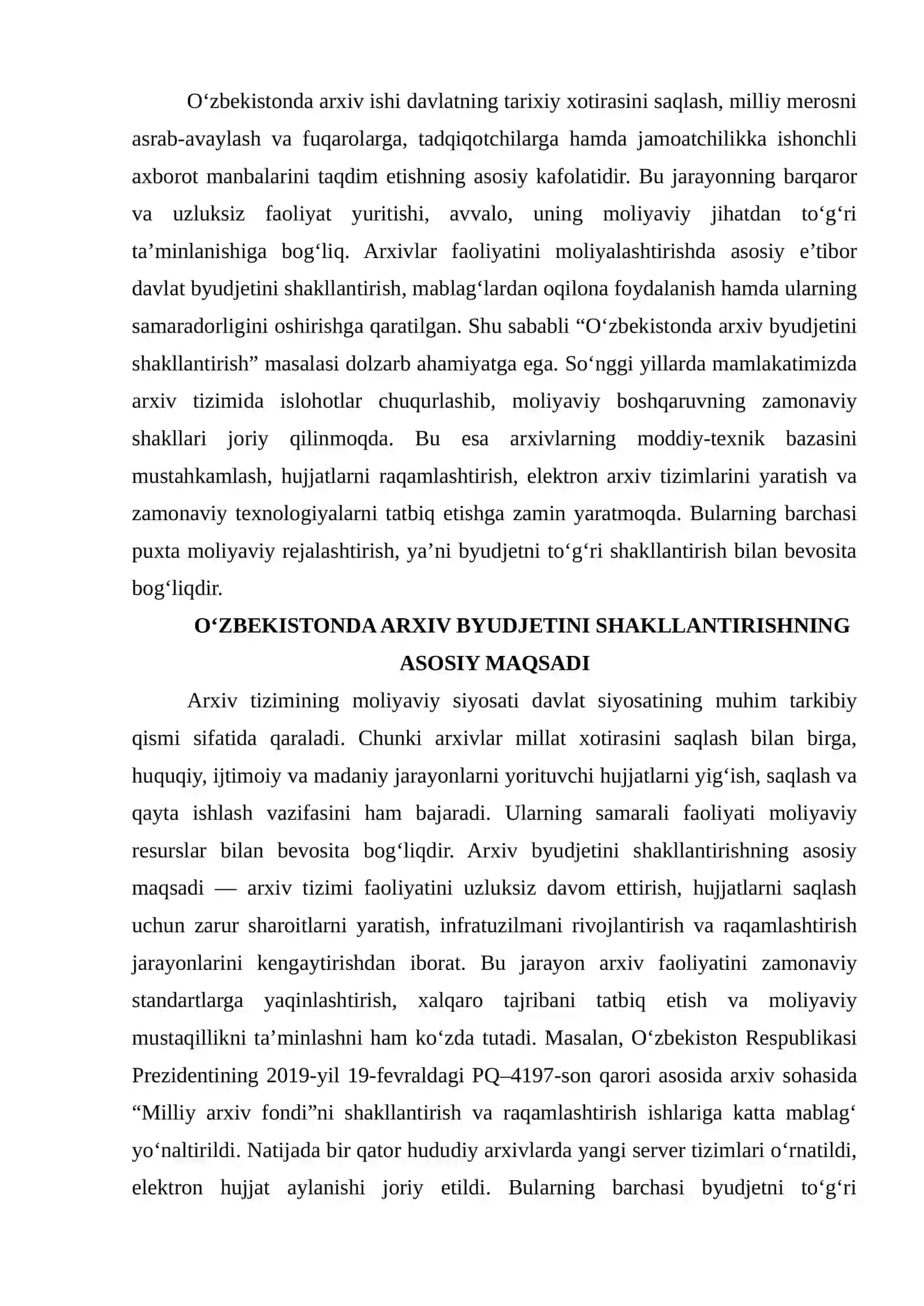 Oʻzbekistonda arxiv byudjetini shakllantirish 2