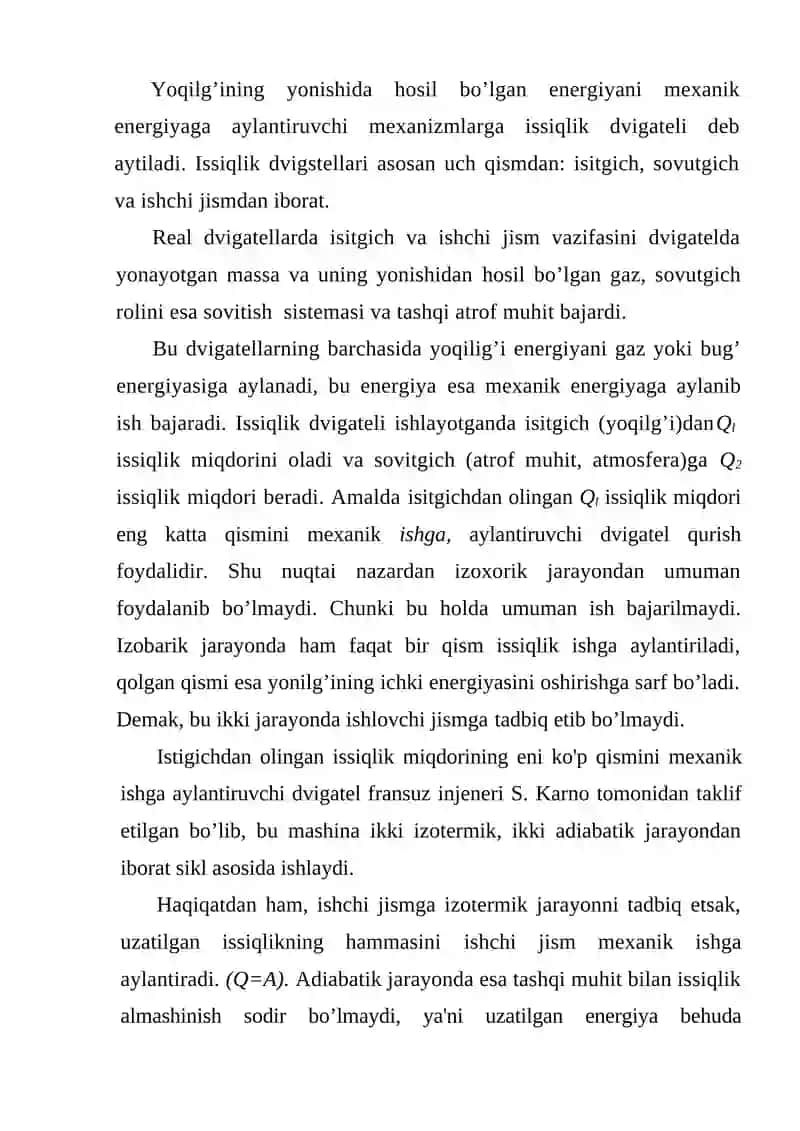 Issiqlik mashinasini F.I.K., qattiq jismlar va suyqliklarga doir masalalar yechish 2