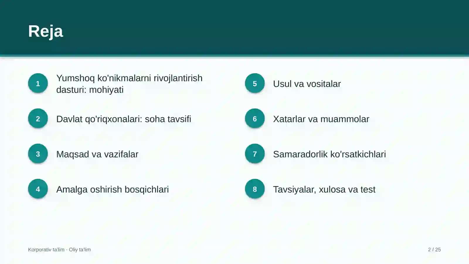 Davlat qo'riqxonalarida yumshoq ko'nikmalarni rivojlantirish dasturi 2