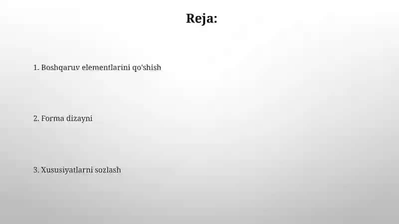 Menyuli forma yaratish 2