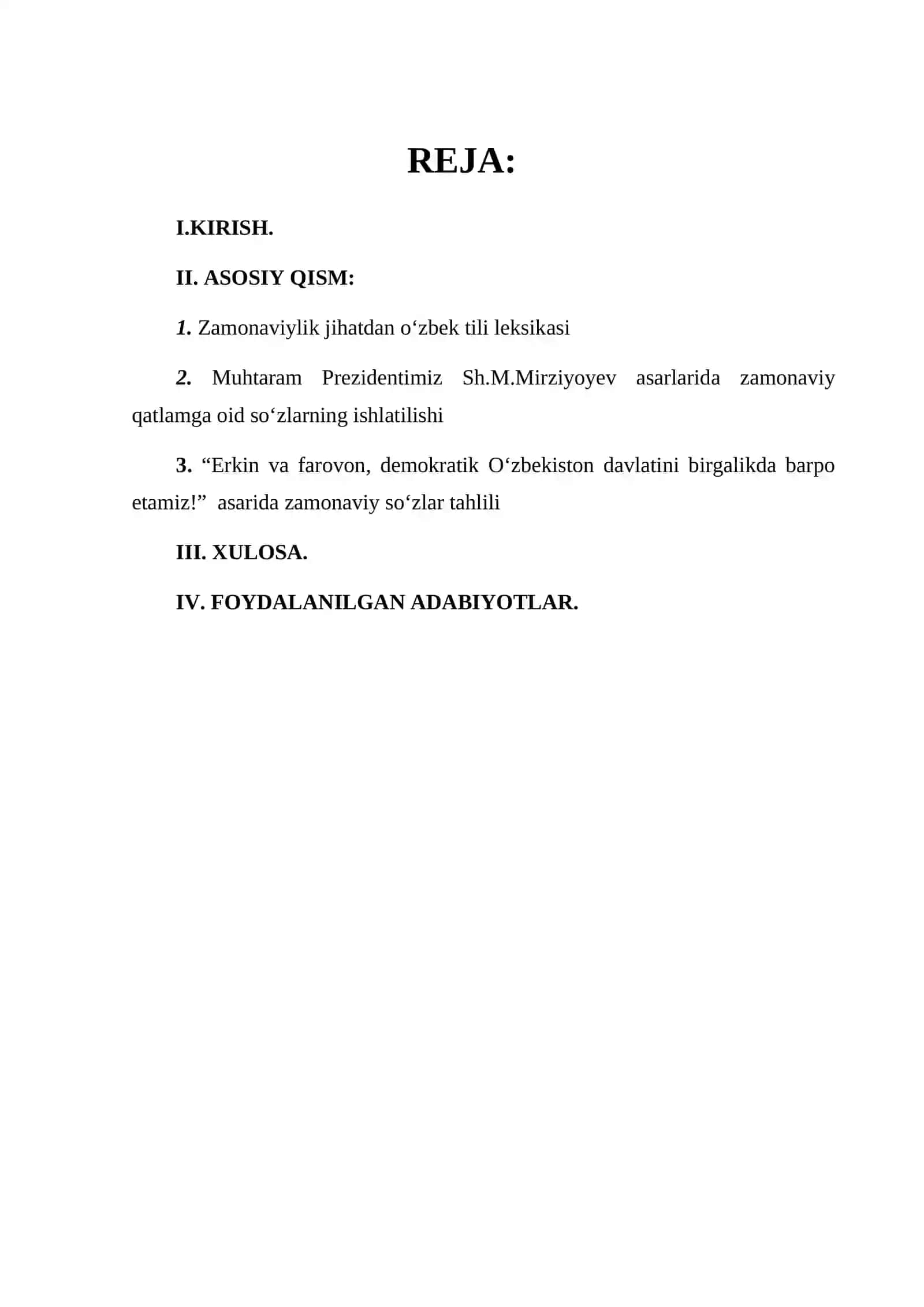 Kurs Ishi: Zamonaviy qatlamga xos leksemalar talqini 2