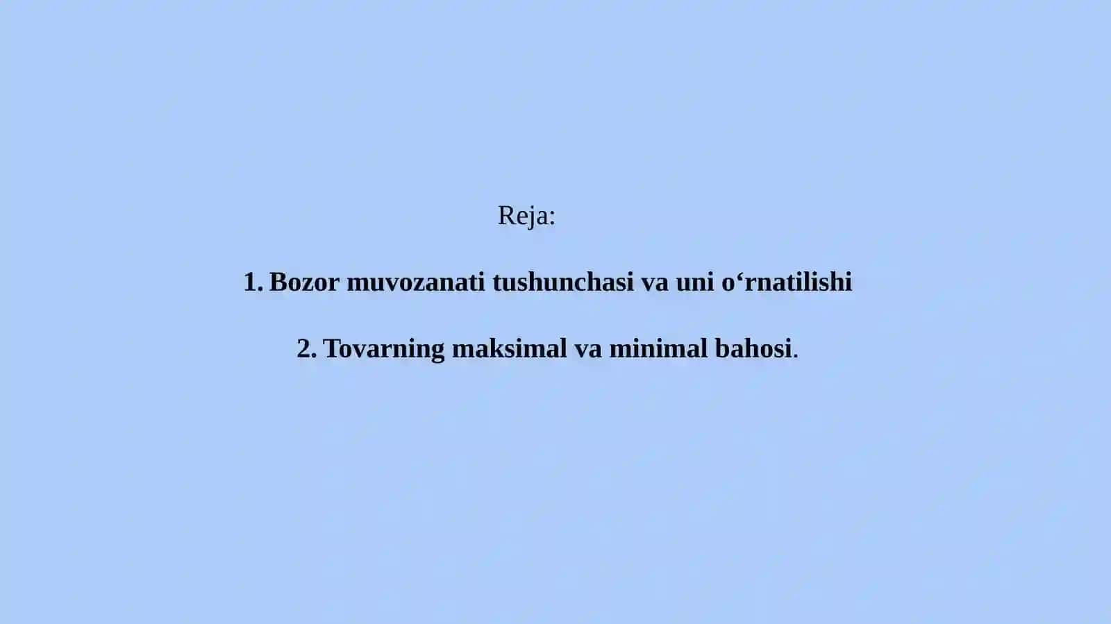 Bozor muvozanati modellari 2