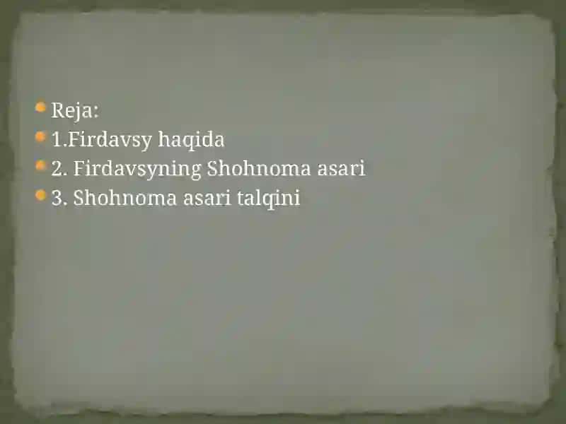 Firdavsyning Shohnoma asari 2