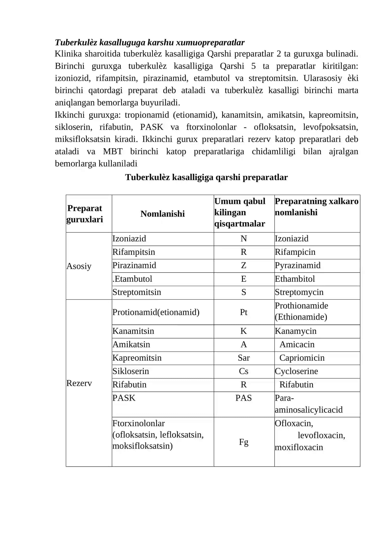Tuberkulezni davolash usullari 2