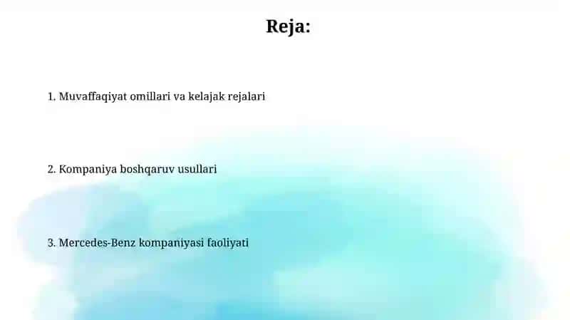 Mercedes-Benz kompaniyasining boshqaruv tizimi 2