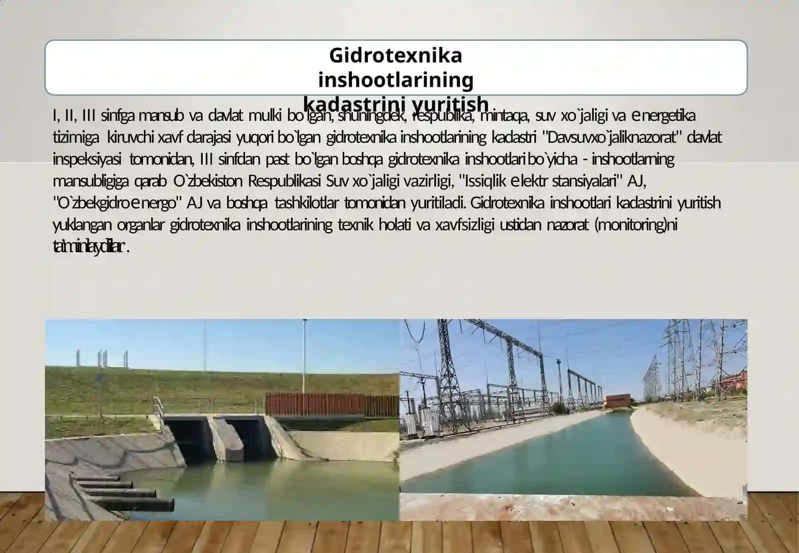 Gidrotexnika inshootlari davlat kadastrini yuritish 2