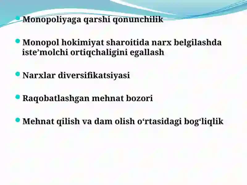 Bozor hokimiyati sharoitida narx belgilash 2