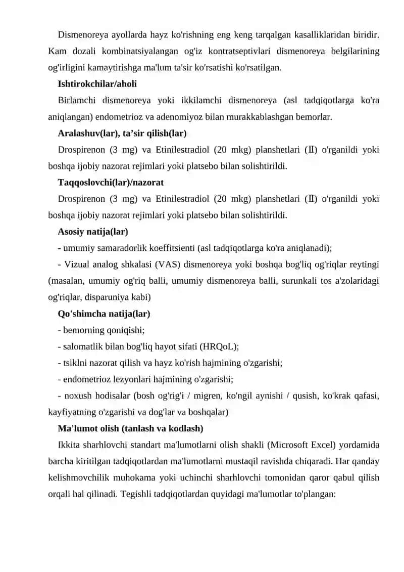 Drospirenone va Etinilestradiol tabletkalarining (Ⅱ) ta'siri va xavfsizligi 2
