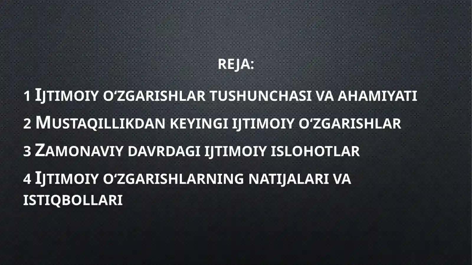 O'zbekiston Respublikasi Daijtimoiy O’zgarishlar 2