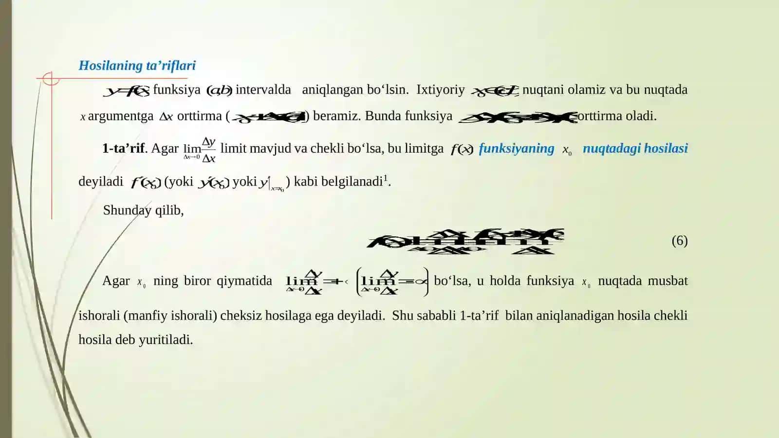 Funksiyaning hosilasi va differensiali 2