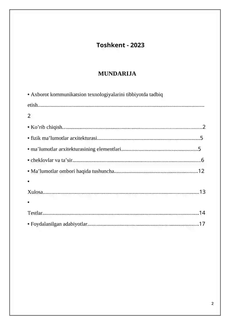Tibbiyotda axborot texnologiyalari 2