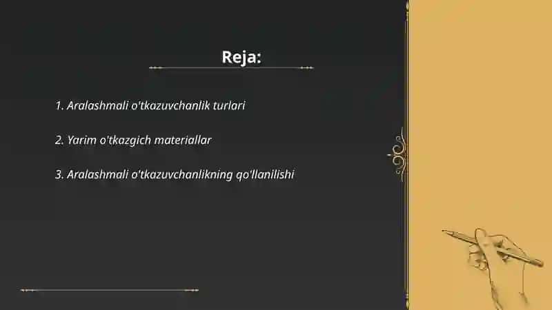 Aralashmali o'tkazuvchanlik turli materiallar 2