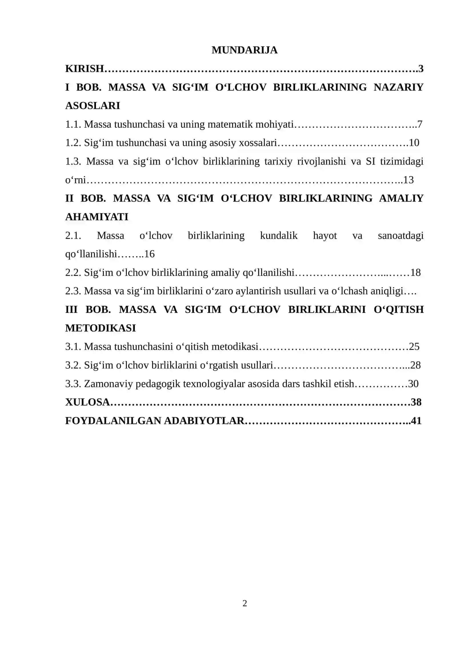 MASSA VA SIGʻIM OʻLCHOV BIRLIKLARI 2