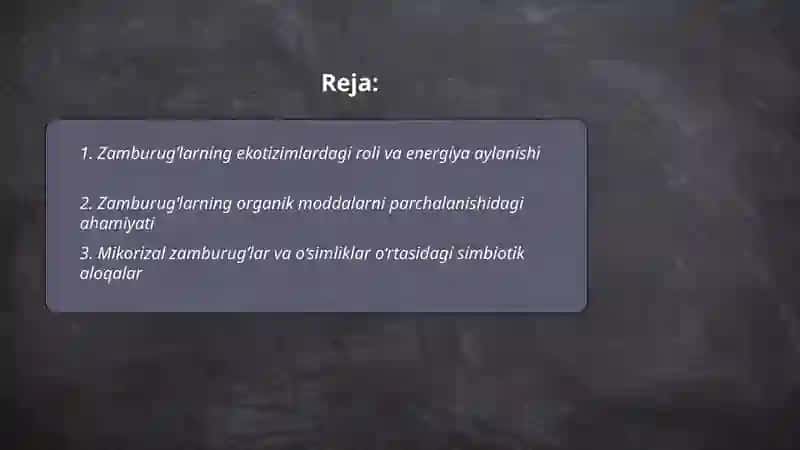 Zamburug’larning ahamiyati 2