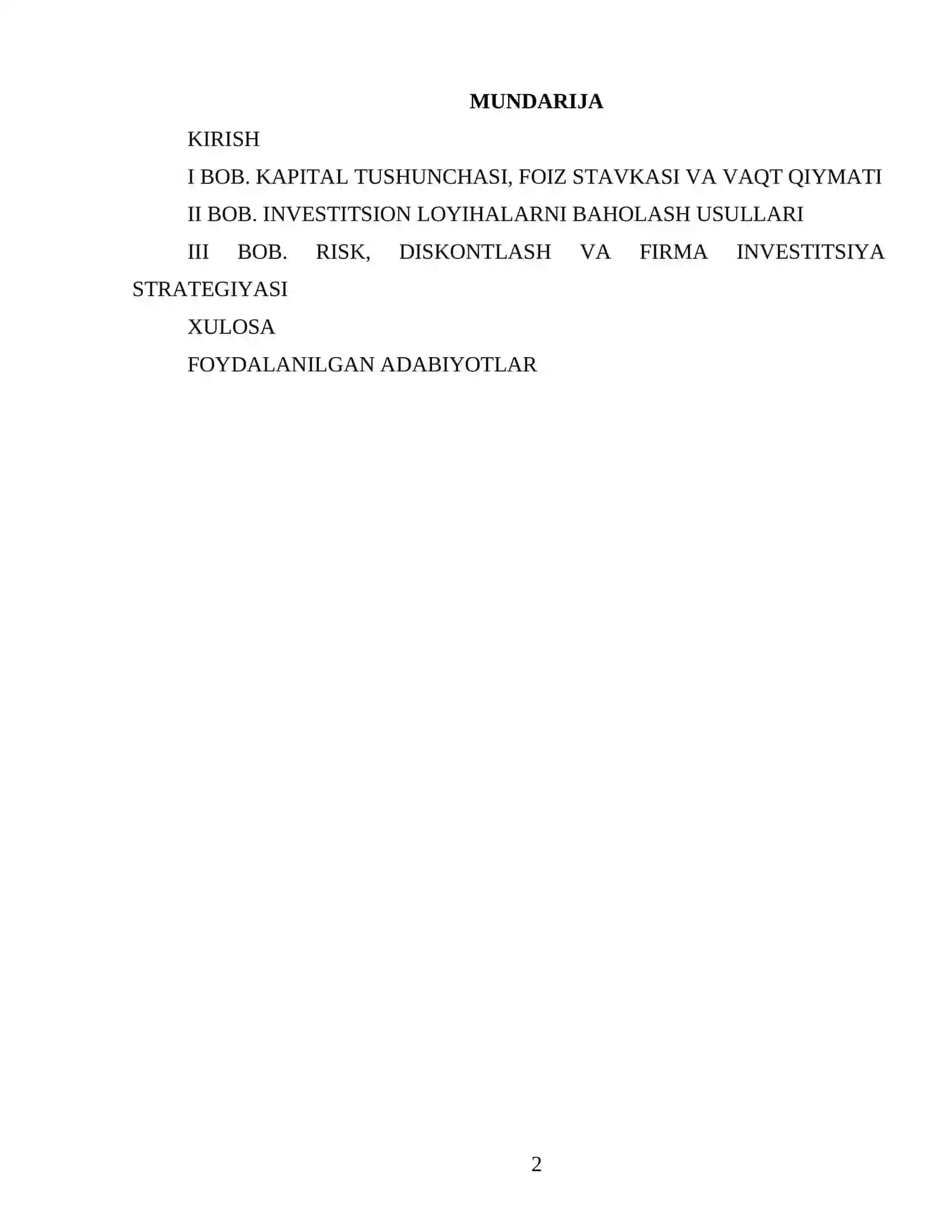 KAPITAL BOZORI VA INVESTITSION QARORLAR 2