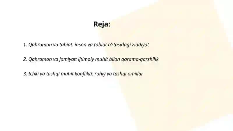 Qahramonlar va muhit konflikti 2