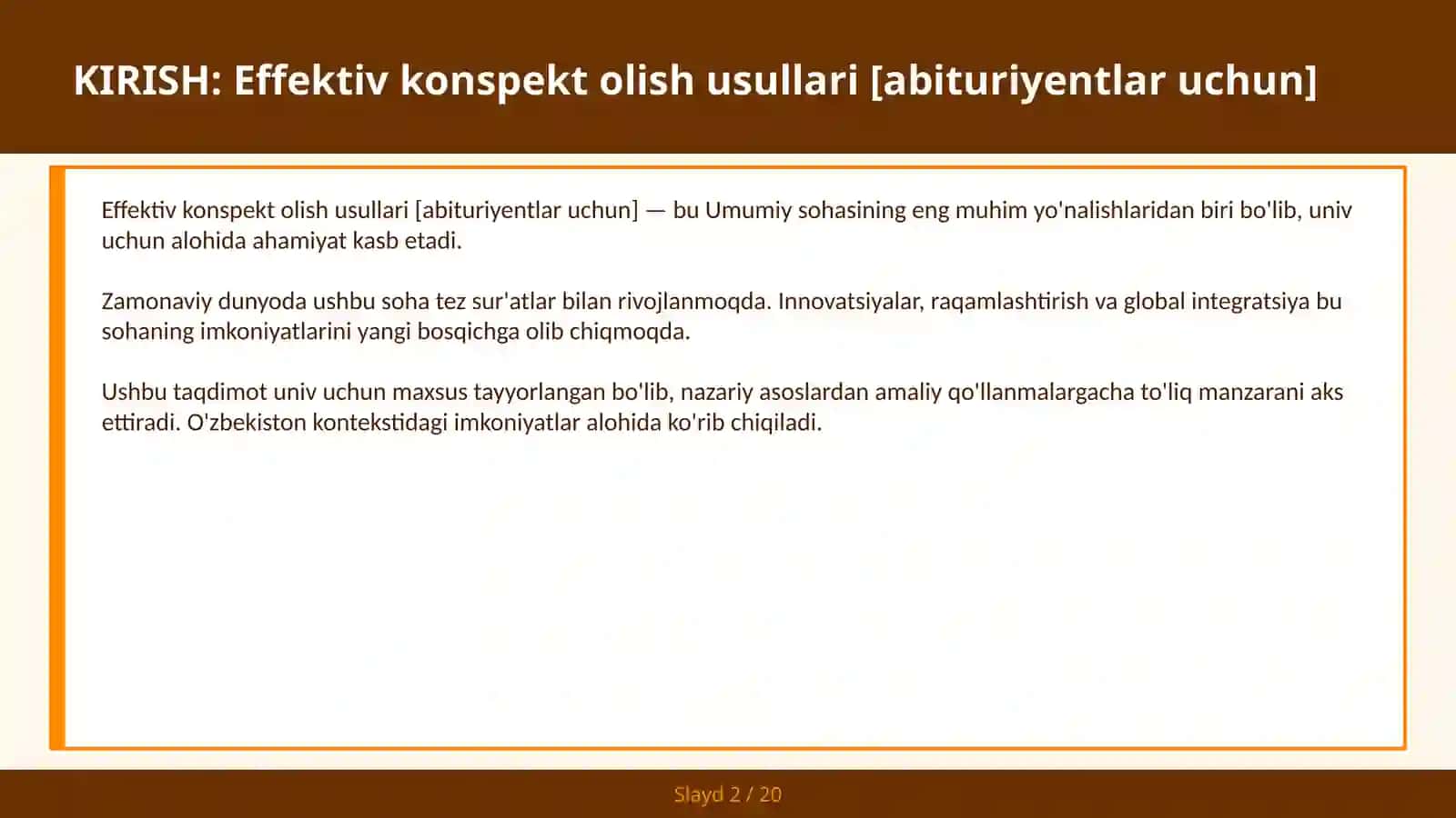 Effektiv konspekt olish usullari [abituriyentlar uchun] 2