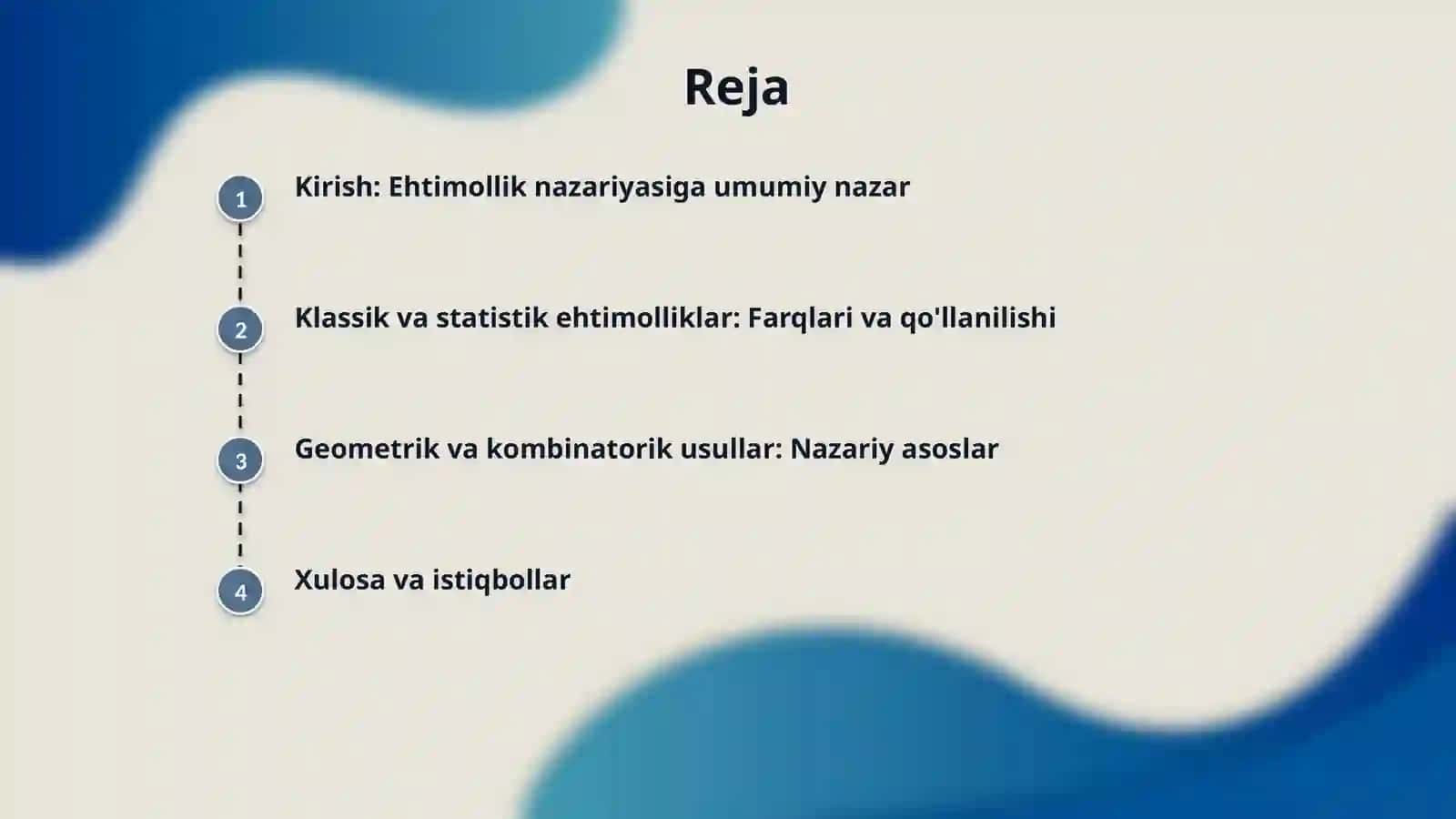 Ehtimolliklarni hisoblash usullari. 2